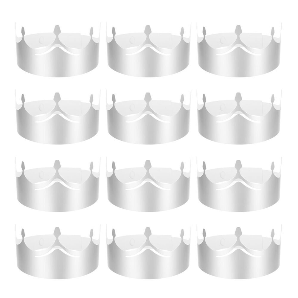 7490 12 Pcs Paper Crowns Silver Foil Birthday Crowns Bulk Party Hats